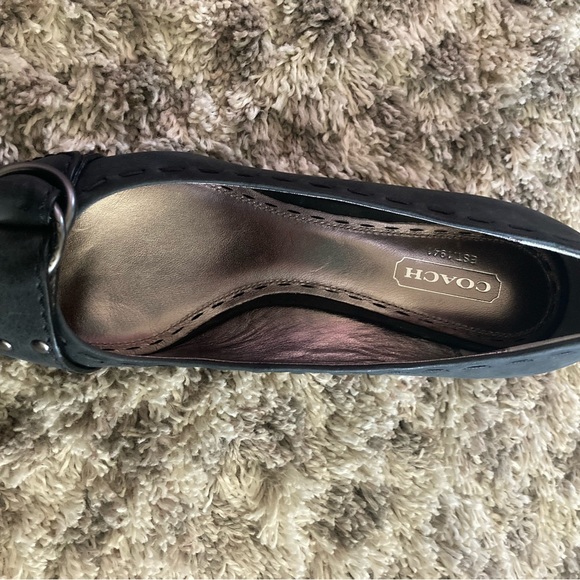 Coach MILLIE VINT WAX CALF Wedge Heel Black Vintage Wax Leather Pumps Sz 6M. - Picture 10 of 11